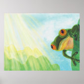 Grüner Frosch, der Sonnenstrahlen fängt Poster (Vorne)