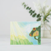 Grüner Frosch, der Sonnenstrahlen fängt Postkarte (Stehend Vorderseite)