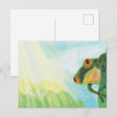 Grüner Frosch, der Sonnenstrahlen fängt Postkarte (Vorne/Hinten)