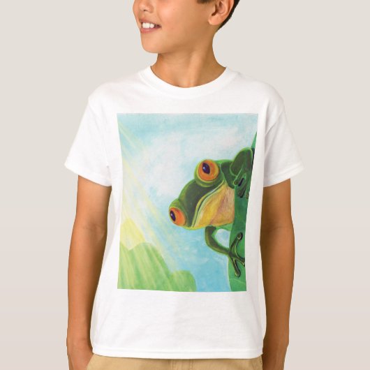 Grüner Frosch, der Sonnenstrahlen fängt T-Shirt (Vorderseite)