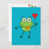 Grüner Frosch, der wütend in Liebe fällt Postkarte (Vorne/Hinten)