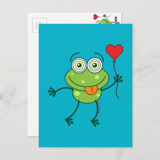 Grüner Frosch, der wütend in Liebe fällt Postkarte (Vorne/Hinten)
