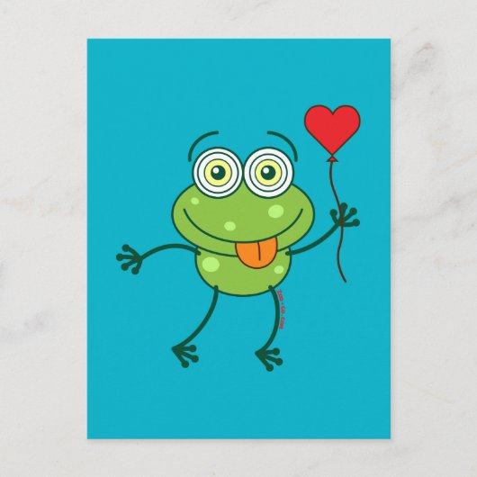 Grüner Frosch, der wütend in Liebe fällt Postkarte (Vorderseite)