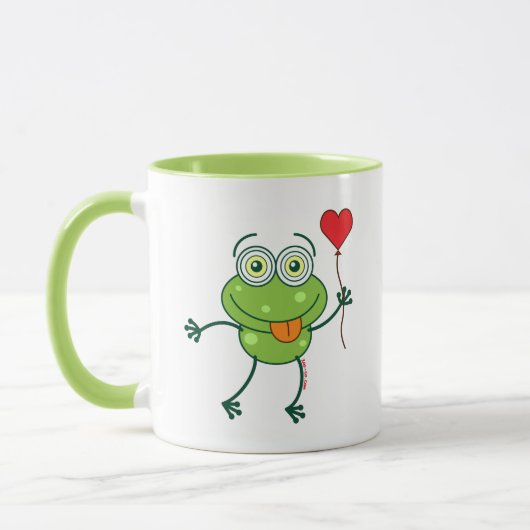 Grüner Frosch, der wütend in Liebe fällt Tasse (Links)