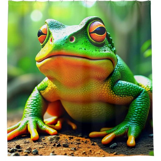 Grüner Frosch Duschvorhang (Vorderseite)