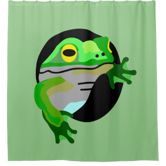 Grüner Frosch Duschvorhang (Vorderseite)