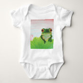 Grüner Frosch Entspannen im Teich Baby Strampler (Vorderseite)