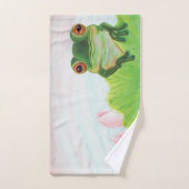 Grüner Frosch Entspannen im Teich Badhandtuch Set (Handtuch)