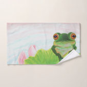 Grüner Frosch Entspannen im Teich Badhandtuch Set (Handtuch)
