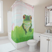 Grüner Frosch Entspannen im Teich Duschvorhang (Beispiel)