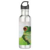 Grüner Frosch Entspannen im Teich Edelstahlflasche (Vorderseite)