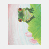 Grüner Frosch Entspannen im Teich Fleecedecke (Vorderseite)