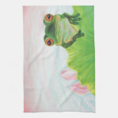 Grüner Frosch Entspannen im Teich Geschirrtuch (Vertikal)