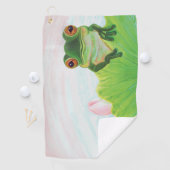 Grüner Frosch Entspannen im Teich Golfhandtuch (Insitu)