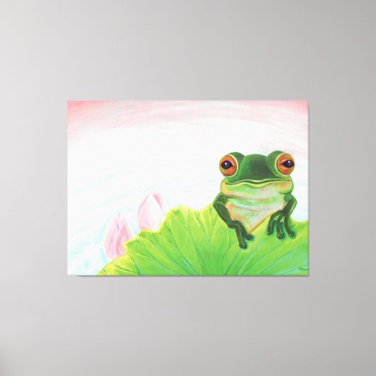 Grüner Frosch Entspannen im Teich Leinwanddruck (Vorderseite)