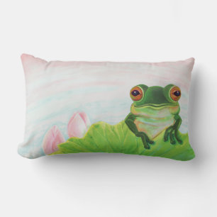 Grüner Frosch Entspannen im Teich Lendenkissen