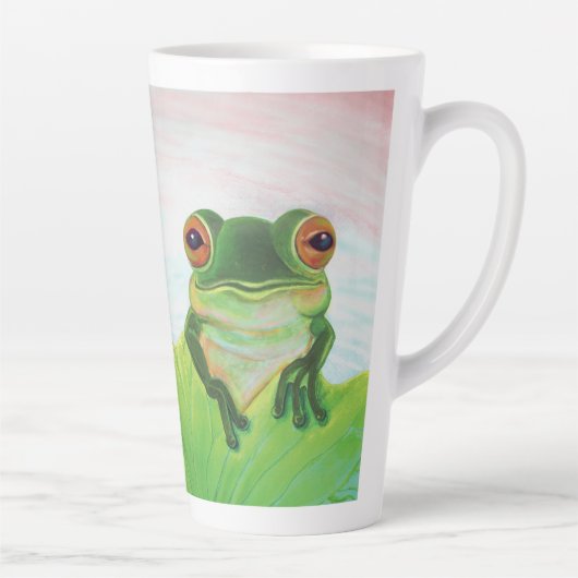 Grüner Frosch Entspannen im Teich Milchtasse (Rechts)