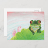 Grüner Frosch Entspannen im Teich Postkarte (Vorne/Hinten)