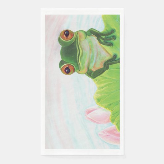Grüner Frosch Entspannen im Teich Serviette (Vorderseite)