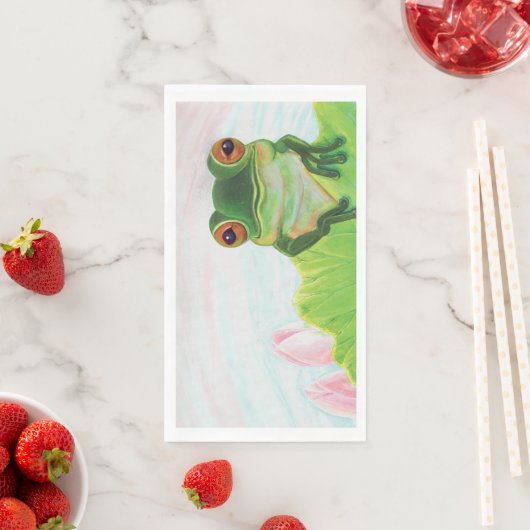 Grüner Frosch Entspannen im Teich Serviette (Beispiel)