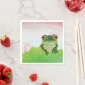 Grüner Frosch Entspannen im Teich Serviette (Beispiel)