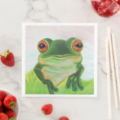 Grüner Frosch Entspannen im Teich Serviette (Beispiel)