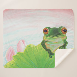 Grüner Frosch Entspannen im Teich Sherpadecke