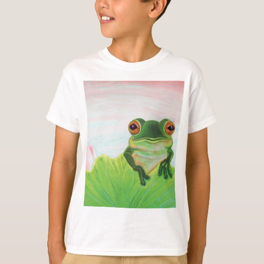Grüner Frosch Entspannen im Teich T-Shirt (Vorderseite)