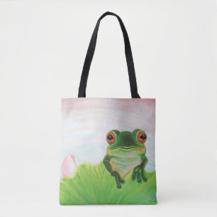 Grüner Frosch Entspannen im Teich Tasche