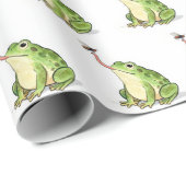 Grüner Frosch fängt eine Fliege Geschenkpapier (Rolleneckpunkt)