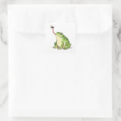 Grüner Frosch fängt eine Fliege Quadratischer Aufkleber (Tasche)