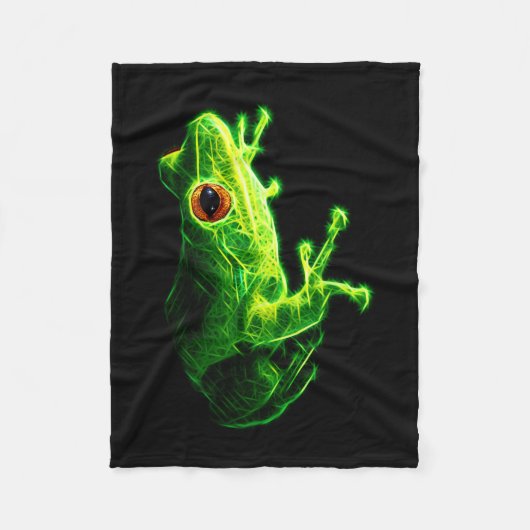 Grüner Frosch Fleecedecke (Vorderseite)