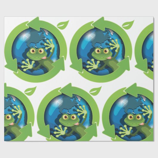 Grüner Frosch Geschenkpapier (Flach)