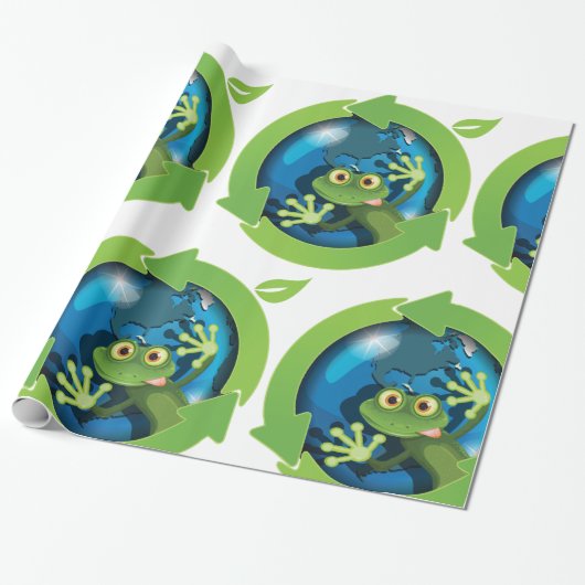 Grüner Frosch Geschenkpapier (Ungerollt)