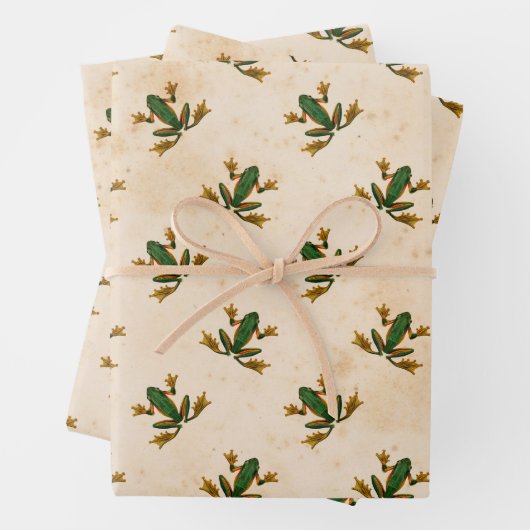 Grüner Frosch Geschenkpapier Set (Beispiel)