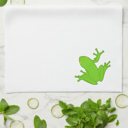 Grüner Frosch Geschirrtuch (Gefaltet)