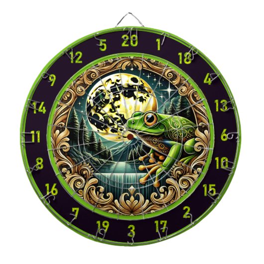 Grüner Frosch glänzt mit goldener Eleganz Dartscheibe (vorne)