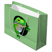 Grüner Frosch Große Geschenktüte (Vorderseite Schrägansicht)