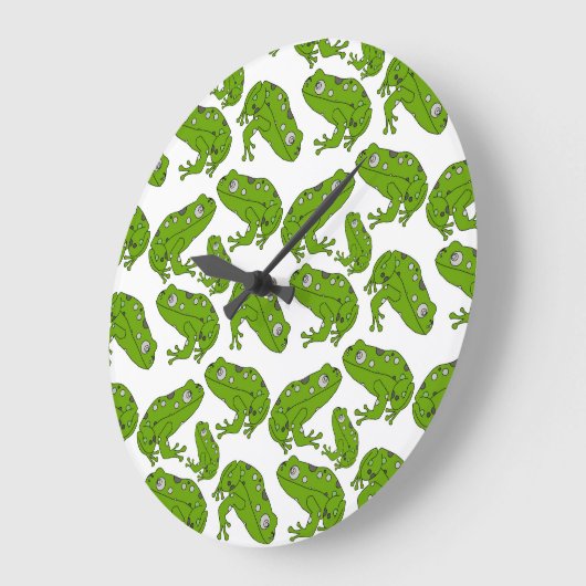 Grüner Frosch Große Wanduhr (Winkel)
