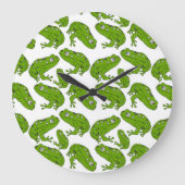 Grüner Frosch Große Wanduhr (Vorderseite)