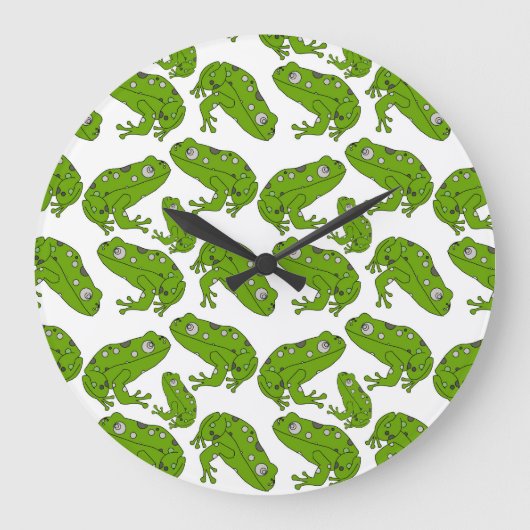 Grüner Frosch Große Wanduhr (Vorderseite)