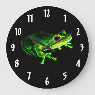 Grüner Frosch Große Wanduhr