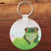 Grüner Frosch hinter dem Schlüsselanhänger der Lil (Rückseite)