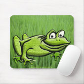 Grüner Frosch im Cartoon von Grastieren Mousepad (Mit Mouse)