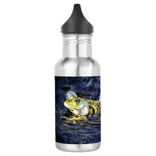Grüner Frosch im Teich Edelstahlflasche
