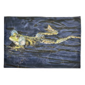 Grüner Frosch im Teich Kissenbezug (Rückseite)