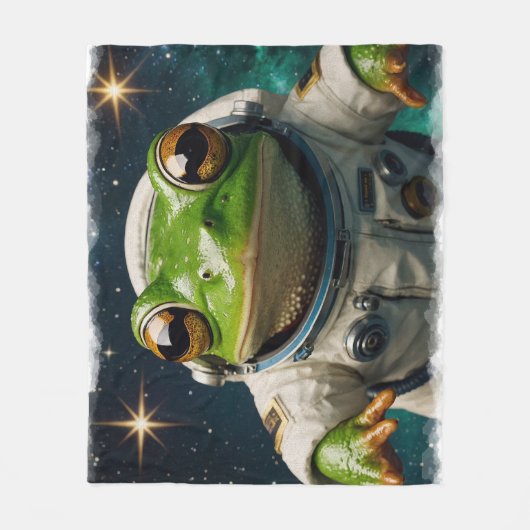 Grüner Frosch im Weltraum Fleecedecke (Vorderseite)