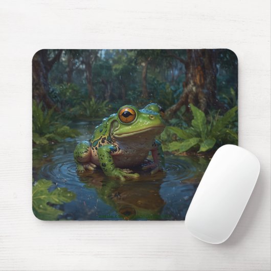 Grüner Frosch in einem Teich Mousepad (Mit Mouse)