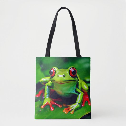 Grüner Frosch in tropischer Dschungel-Tasche Tasche (Vorderseite)