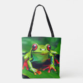 Grüner Frosch in tropischer Dschungel-Tasche Tasche (Rückseite)